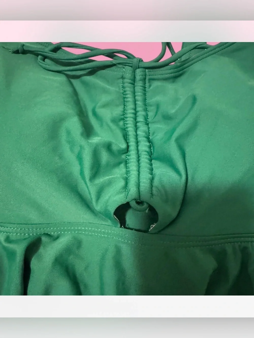 Green Ruffled Tank Swim Top